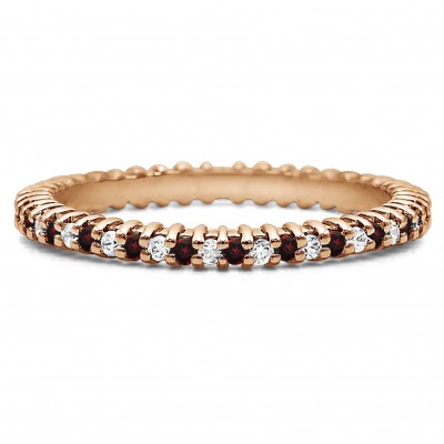 Ruby and Diamond Stackable 1.5mm Double Shared Prong Eternity Ring