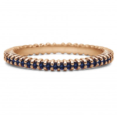 Sapphire Stackable 1.5mm Double Shared Prong Eternity Ring