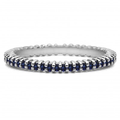 Sapphire Stackable 1.6mm Double Shared Prong Eternity Ring