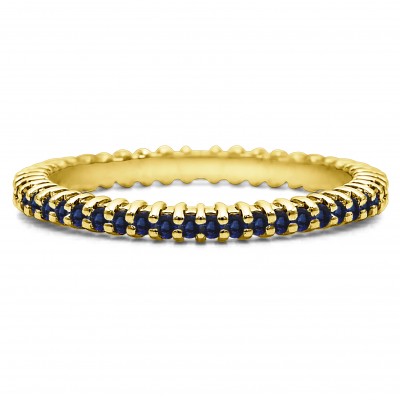 Sapphire Stackable 1.6mm Double Shared Prong Eternity Ring