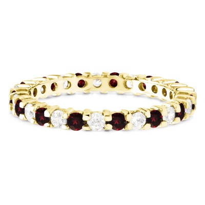 Ruby and Diamond Stackable 2.2mm Double Shared Prong Eternity Ring