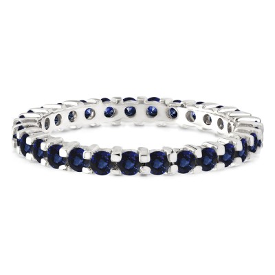 Sapphire Stackable 2.2mm Double Shared Prong Eternity Ring