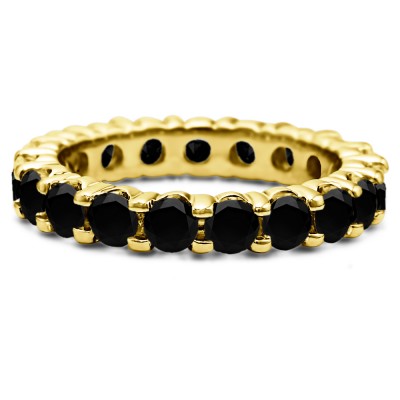 Black Stone Stackable 2.9mm Double Shared Prong Eternity Ring