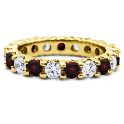 Ruby and Diamond Stackable 3.1mm Double Shared Prong Eternity Ring
