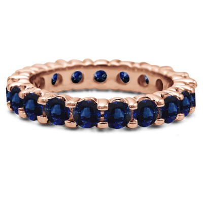 Sapphire Stackable 3.1mm Double Shared Prong Eternity Ring
