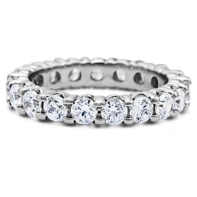 Stackable 3.1mm Double Shared Prong Eternity Ring