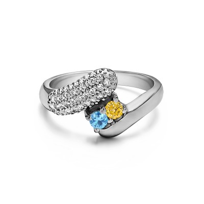Genuine Birthstone Genuine Birthstone & Diamond Together 4Ever:  Retro TwoStone Ring by TwoBirch (0.51 Carat)