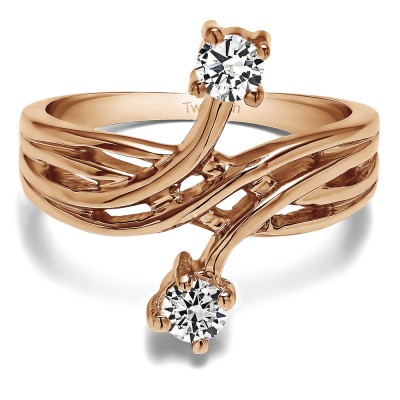 0.36 Carat Together 4Ever:  Bypass Criss Cross TwoStone Ring by TwoBirch