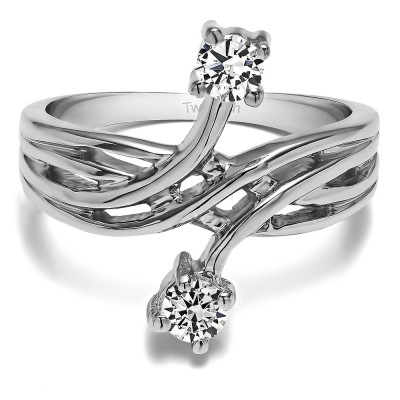 0.36 Carat Together 4Ever:  Bypass Criss Cross TwoStone Ring by TwoBirch