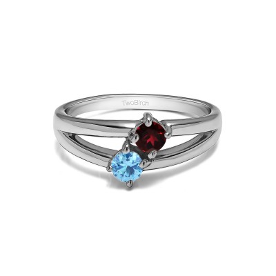 Genuine Birthstone Genuine Birthstone & Diamond Together 4Ever:  Open TwoStone Ring by TwoBirch (0.36 Carat)