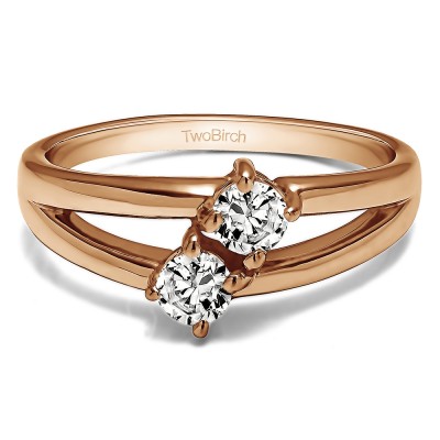 0.36 Carat Together 4Ever:  Open TwoStone Ring by TwoBirch
