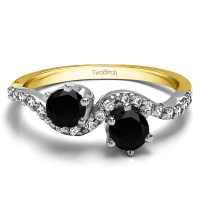 0.89 Carat Together 4Ever:  TwoStone Wave Ring by TwoBirch