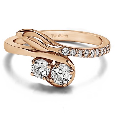 0.5 Carat Together 4Ever: Leaf TwoStone Ring by TwoBirch