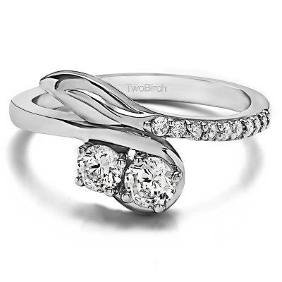 0.5 Carat Together 4Ever: Leaf TwoStone Ring by TwoBirch