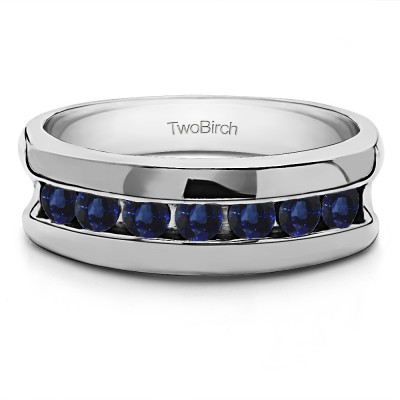 0.25 Ct. Sapphire 7 Stone Channel Set Men's Wedding Band