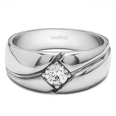 0.09 Ct. Prong in Bezel Solitaire Men's Wedding Band
