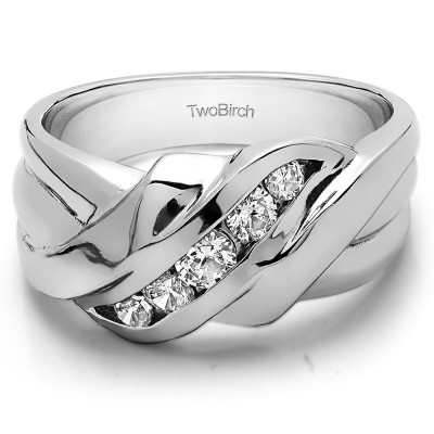 0.25 Ct. Five Stone Twisted Ribbed Shank Men's Ring