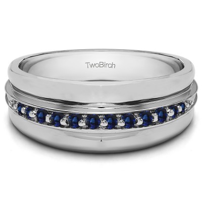 0.2 Ct. Sapphire Thin Prong in Channel Set Men's Wedding Band