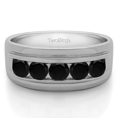2 Ct. Black Five Stone Classic Channel Set Men's Wedding Ring