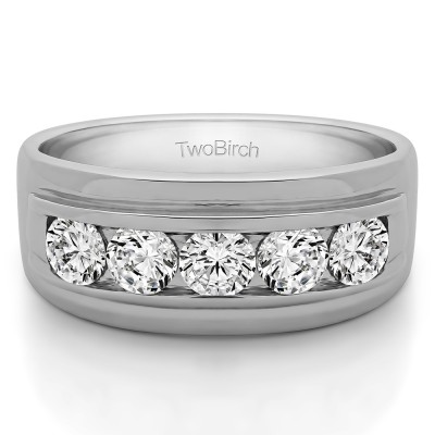 2 Ct. Classic Five Stone Channel Set Men's Wedding Ring
