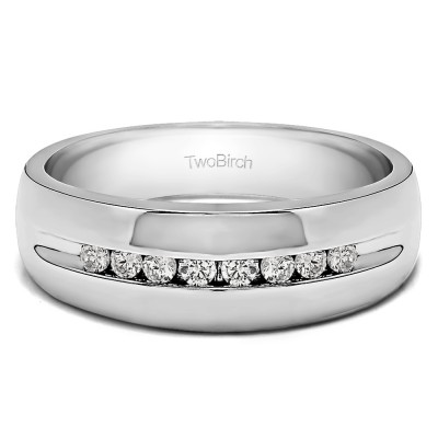0.32 Ct. Eight Stone Thin Channel Set Men's Wedding Ring with Open Ends