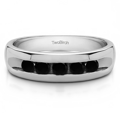 0.25 Ct. Black Stone Wide Channel Set Men's Ring with Open End Design