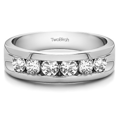 0.99 Ct. Six Stone Channel Set Gent's Band with Open Ends