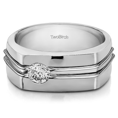 0.25 Ct. Burnished Solitaire Men's Wedding Ring