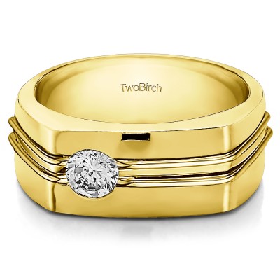 0.25 Ct. Burnished Solitaire Men's Wedding Ring in Yellow Gold