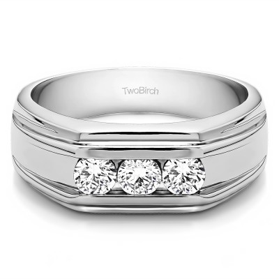 0.33 Ct. Three Stone Channel Set Men's Wedding Ring