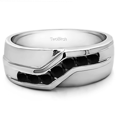 0.13 Ct. Black Stone Twisted Channel Set Men's Wedding Band