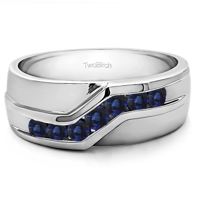 0.13 Ct. Sapphire Twisted Channel Set Men's Wedding Band