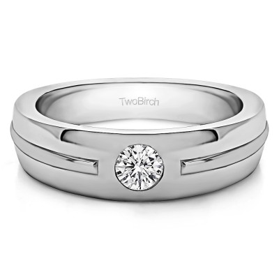 0.33 Ct. Burnished Solitaire Men's Ring with Designed Shank