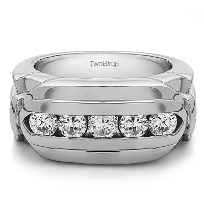 1.25 Ct. Five Stone Channel Set Flat Top Men's Wedding Ring