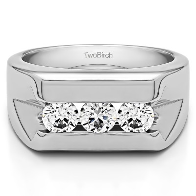 1 Ct. Three Stone Channel Set Men's Wedding Band