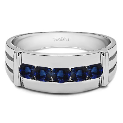 0.75 Ct. Sapphire Channel Set Men's Ring With Bars