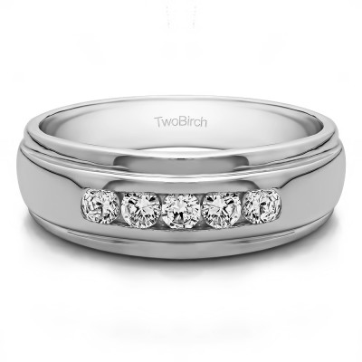 0.5 Ct. Five Stone Channel Set Men's Wedding Ring