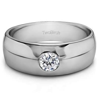 0.5 Ct. High Polish Solitaire Men's Ring With One Round Stone