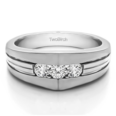 0.6 Ct. Modern Three Stone Men's Ring