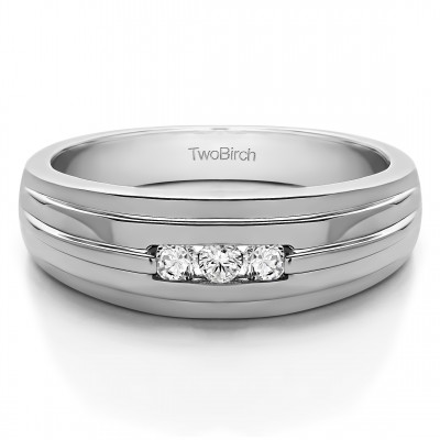 0.24 Ct. Three Stone Channel Set Men's Ring