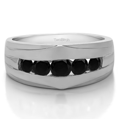 1.2 Ct. Black Stone Classic Channel Set Men's Ring