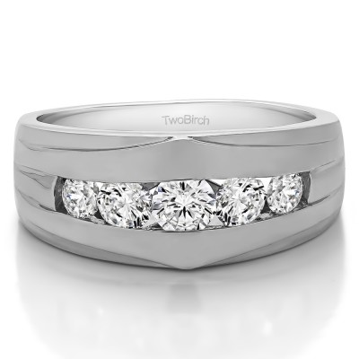 1.2 Ct. Classic Channel Set Five Stone Men's Ring