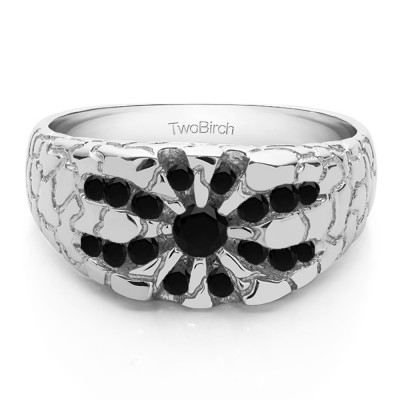 0.71 Ct. Black Stone Contemporary Jaw Breaker Style Men's Ring