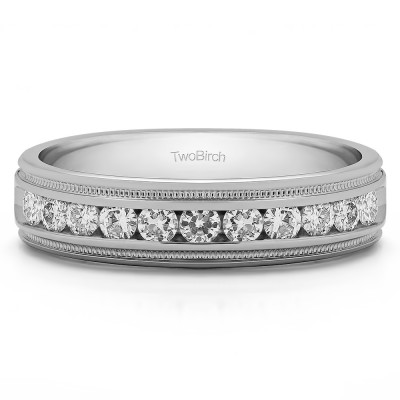 0.27 Ct. Channel Set Men's Wedding Ring Featuring Millgrain Design