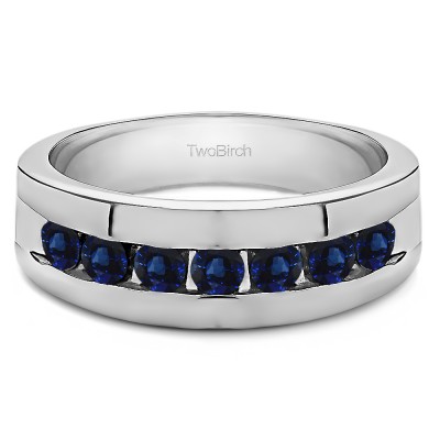 0.98 Ct. Sapphire Channel Set Men's Ring with Open End Design