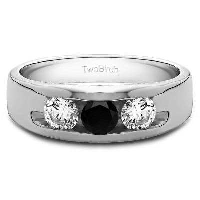 0.33 Ct. Black and White Three Stone Channel Set Men's Wedding Band