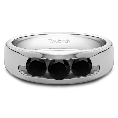 0.33 Ct. Black Three Stone Channel Set Men's Wedding Band