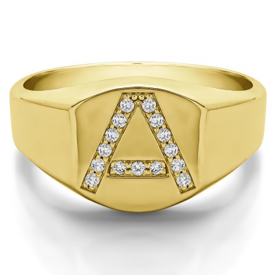 0.1 Ct. Personalized Men's Letter Ring Available in A to Z in Yellow Gold