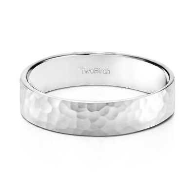 5 Millimeter Wide Hammered Finish Plain Men's Wedding Ring