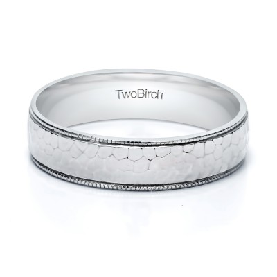 5 Millimeter Wide Hammered Finish Plain Men's Wedding Ring